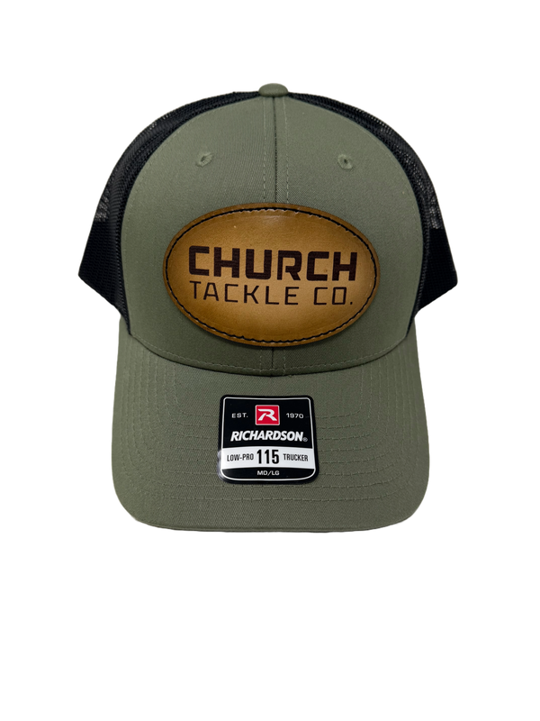 Green Leather Patch Hat with Black Mesh