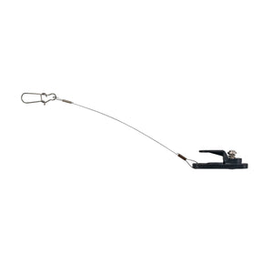 The downrigger single line release includes a clip is made of glass filled super tough nylon and has a rubber pad insert. Unlike metal clips that will bend if dropped or stepped on, the flexible clip will revert back to the original shape.